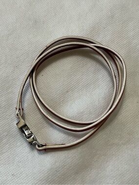 Lacoste Slim Wrap Red/White Leather Strap Bracelet with Silver Clasp